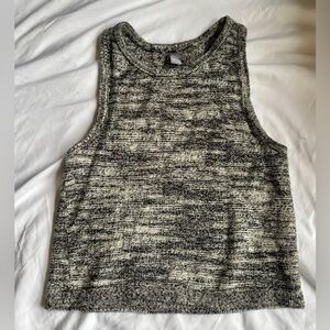 Aerie Black & White Marled High Neck Racerback Sweater Tank Top XS